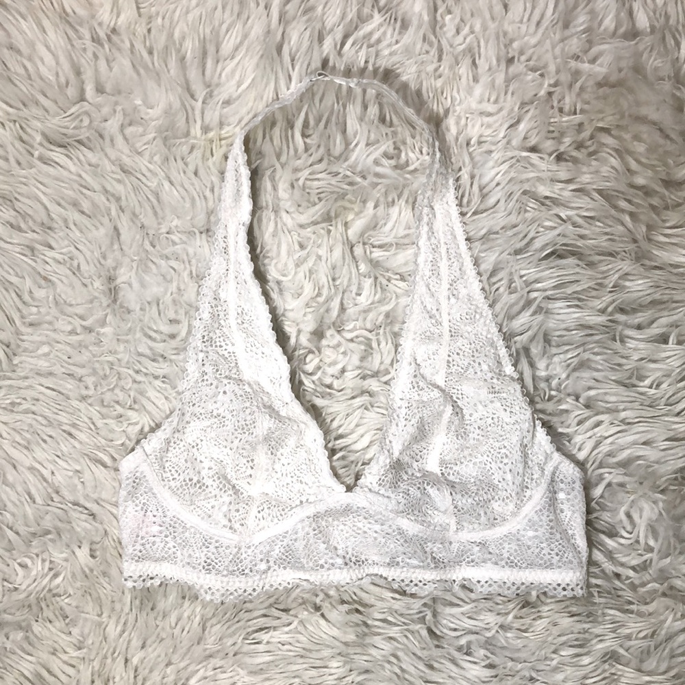 Victoria's Secret White Lace Halter Bralette